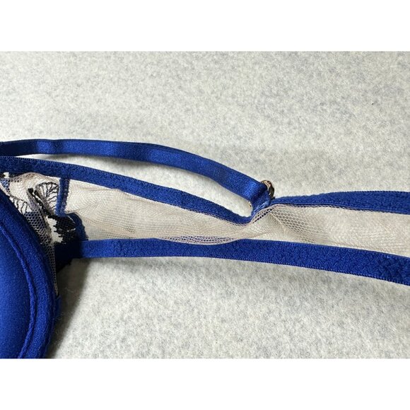 Honey Birdette Jules Contour Bra Womens 32A 10A Navy Blue Lace French Padlock - Picture 11 of 13